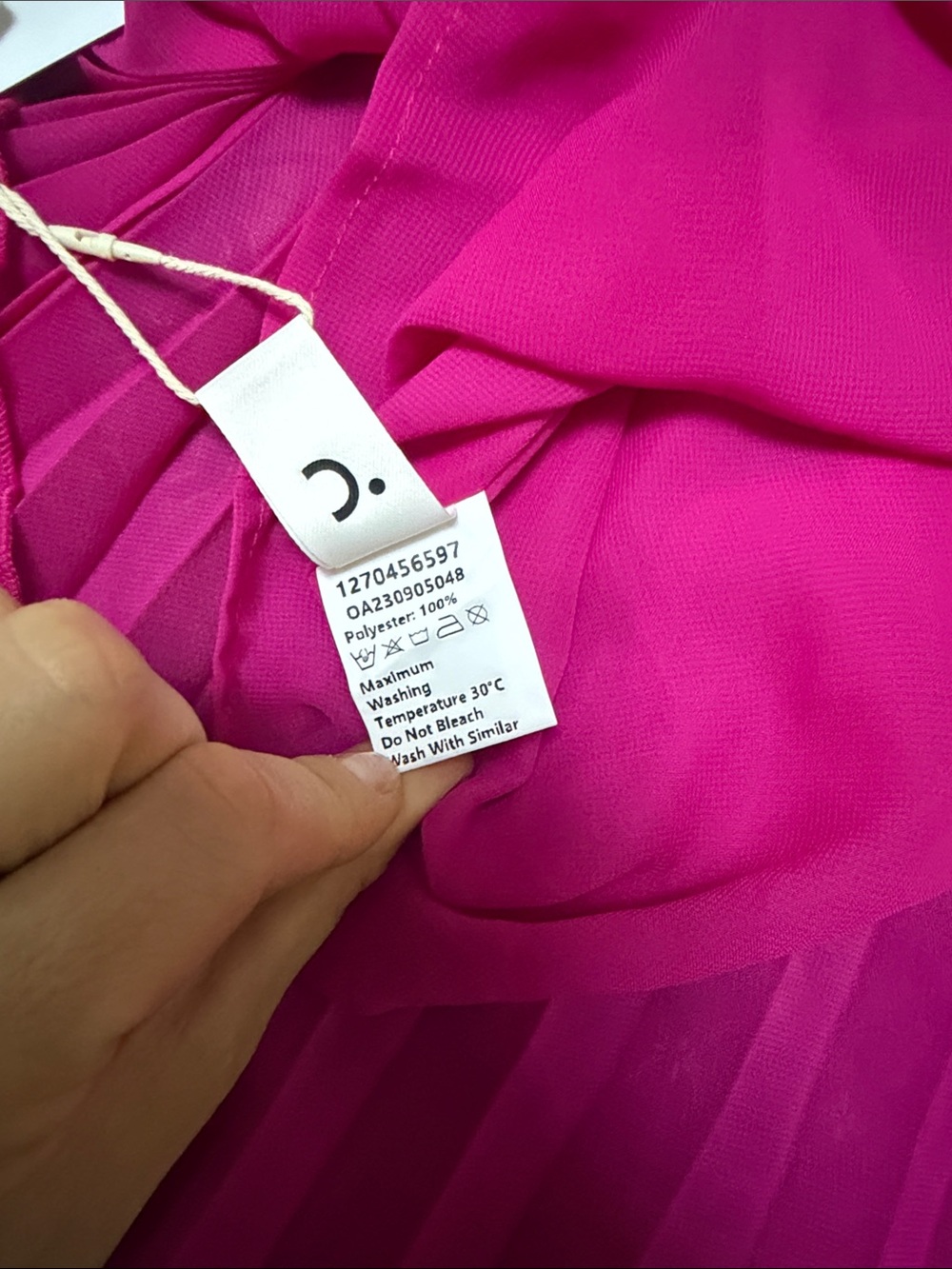 Commense Hot Pink Ruffled Strapless Pleated Dress - Picture 4 of 6